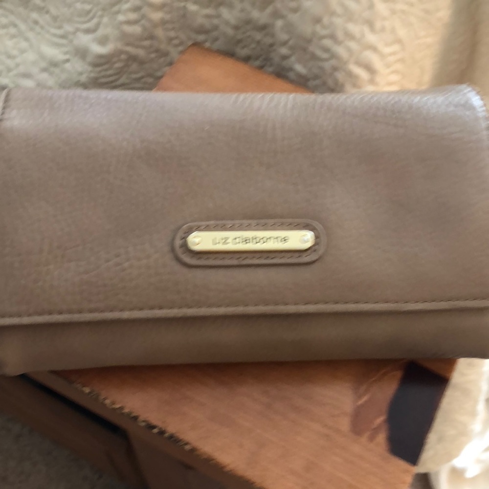 Tan with gold hardware Liz Claiborne large wallet